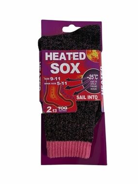 Thermal Winter Crew Socks Women’s Shoe Size 5-11 in Black with Pink Cuff NWT